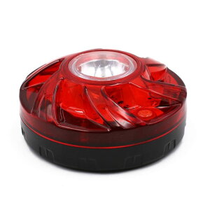 マグネット式 LED警告灯 非常信号灯 表示灯 単3 電池式 防水シェル 回転 点滅 フラッシュ T レッド (2)