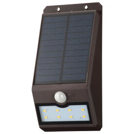 オーム電機 ソーラーセンサーウォールライト110lm 薄型 白色LED ブラック