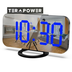 置時計 目覚まし時計 置き時計 掛け時計 大型LEDミラー表面デザイン USB電源式 三段輝度調節 鏡用アラーム用 おしゃれ 卓上 デジタル