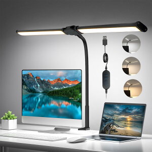 デスクライト LED目に優しい照明ライト アームライト クランプ 長くする光源設計 広範囲照明 360°角度調整 電気スタンド スタンドライト 電球色・白色・昼光色 無段階調光 10段階明るさ Ra90+