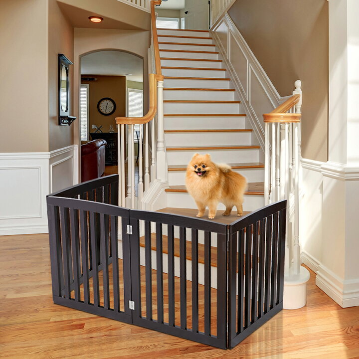楽天市場】木製犬用ゲート 折り式バリア ペット用家具 フェンス 