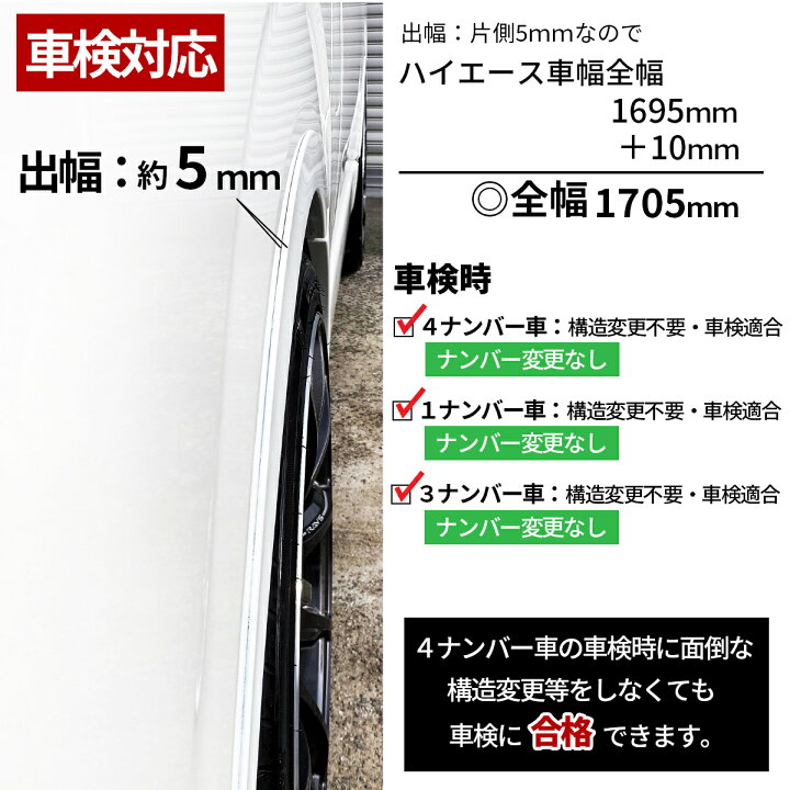 楽天市場】ハイエース 200系 オーバーフェンダー 車検 対応 