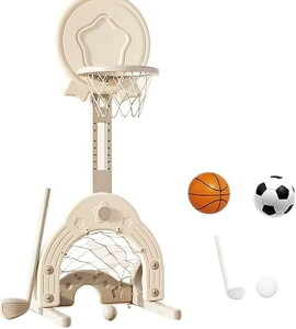 ミニ 3in1 バスケットゴール 子供用 バスケットボールフープセット ボックス早期教育のおもちゃ ラック 高さ調節可能 (バスケット サッカー ゴルフ付き) 室内 屋外用 室内遊具 遊び プレゼ