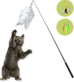 猫じゃらし 猫おもちゃ ねこおもちゃ ネコ用おもちゃ 猫 ねこ 遊ぶ 猫用品 釣り竿 伸びる セット 羽根 伸びる しなやか 運動不足解消 ペット用品