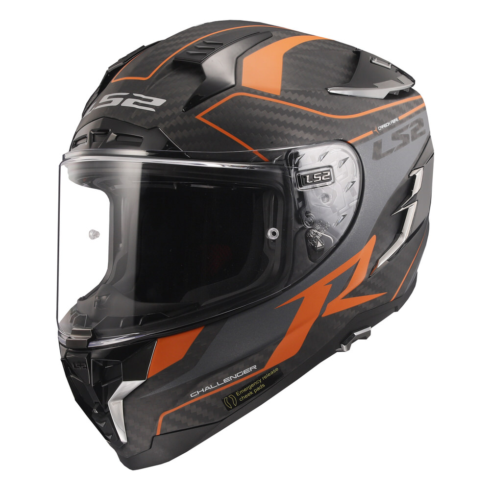 お買得 CHALLENGER C GT フルフェイスヘルメット マットカーボンオレンジ Lサイズ LS2（エルエス2）