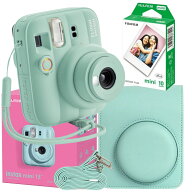 富士フイルム チェキ instax mini13 本体 フィルム1箱（10枚入） カメラケース［3点セット ラグーングリ…