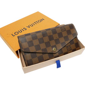【中古】【良い】 Louis Vuitton ルイヴィトン ダミエ ポルトフォイユ・サラ 財布 長財布 二つ折り財布 レディース 小銭入れあり ゴールド金具 ローズバレリーヌ N60114