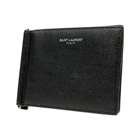 【中古】【非常に良い】 Yves Saint Laurent YSL イヴ サンローラン ビルクリップウォレット マネークリップ カードケース コンパクト財布 二つ折り財布 札入れ メンズ 紳士用 ブランドロゴ 小銭入れなし レザー シルバー金具 ブラック 378005BTY0N1000