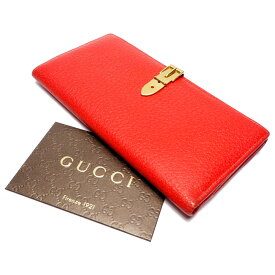 【中古】【良い】 OLDGUCCI オールドグッチ 長財布 Wホック ベルトクリップ付き カーフレザー 赤色 ゴールド金具 035・661・1664・0 ヴィンテージ レディース ブランド財布