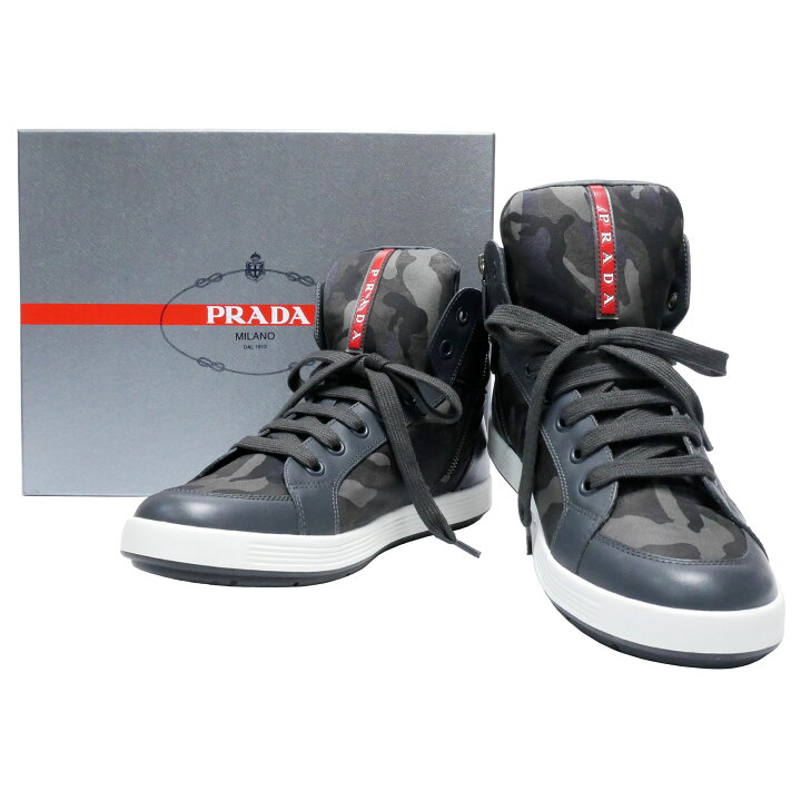 楽天市場】【中古】【非常に良い】 PRADA プラダ ハイカットスニーカー  