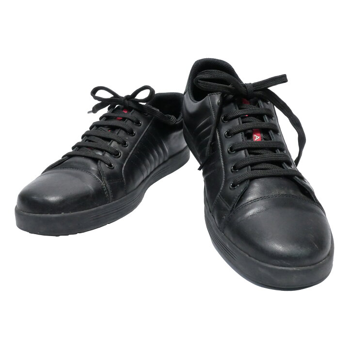 楽天市場 中古 良い Prada プラダ ローカットスニーカー レースアップシューズ 靴 シューズ メンズ シンプル ブランドロゴ レザー ラバー ブラック レッド 大きいサイズ 9 29cm 4t2784 Zerosix