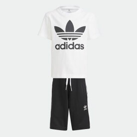 アディダスオリジナルス adidas Originals 子供用 キッズ アディカラー ショーツ＆Tシャツ セット GP0194 KIDS ADICOLOR SHORTS & T-SHIRT SET WHITE × BLACK