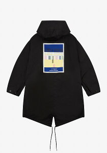 �t���b�h�y���[ FRED PERRY �o�b�N�v�����g�p�b�`�p�[�J�[ �R�[�g �h�� �ʋΒʊw �I�V������ �����Y MENS SJ1887 102 GOODHOOD PRINTED PATCH UNLINED PARKA BLACK