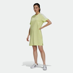 AfB_XIWiX adidas Originals AfBJ[ NVbNX [AbvX[u TVcs[X hX fB[X WOMEN ADICOLOR CLASSICS ROLL-UP SLEEVE T-SHIRT DRESS H35504 PULSE YELLOW