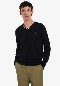 �t���b�h�y���[ �N���b�V�b�NV�l�b�N�Z�[�^�[ �Z�[�^�[ K9600 N20 CLASSIC MERINO V NECK JUMPER BLACK × SNOW WHITE × BLOOD