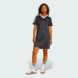 AfB_XIWiX adidas Originals AfBJ[ TbJ[ WJ[h VlbNs[X Xg[gt@bV fB[X KSP84 JD2599 WOMEN ADICOLOR SOCCER JACQUARD V-NECK DRESS BLACK