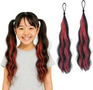 かわいい髪色チェンジ 子供 エクステ ゴム付き レディース カール ロング キッズ ヘアアクセ ダンス 発表…