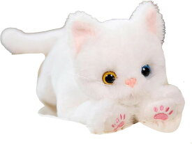 猫 ぬいぐるみ ねこ 抱き枕 おもちゃ ふわふわ リアル かわいい ギフト (ホワイト)