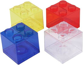 貯金箱 プラスチック製 4個セット カラフル 透明 目標シール付き 知育 教育玩具 ギフト 大容量 こども向け 取り出せる 500円玉 100円 お札 (クリアセット　青・赤・黄・クリア, 9.0 センチメートル X 9.0 センチメ)