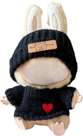 ラブブ専用 服 セーター ニット帽 ぬいぐるみ (ブラック)