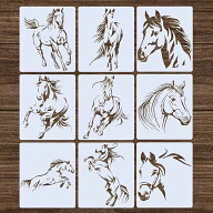 リアルホースステンシルシート 実物のような馬 描画テンプレート DIY 手書きアート 再利用可能 絵画 塗装…