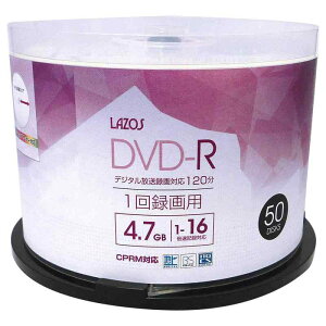 Lazos DVD-R 4.7GB for VIDEO CPRMΉ 1-16{Ή 1L^p zCgChΉ 50g XshP[X L-CP50P