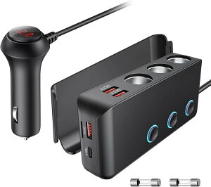 �V�K�[�\�P�b�g 3�A Quick Charge 3.0 �� PD36W ���� �}���[�d ���� �J�[�`���[�W���[ USB x4�|�[�g�t�� �ԍڏ[�d�� 12-24V�ԑΉ� �Ɨ��X�C�b�` �d���\�P�b�g ���z�� �d������ 1m�P�[�u�� (��+��)