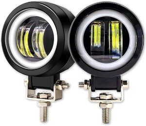 �t�H�O�����v �o�C�N LED �ėp �C�J�����O 20W �ی^ �h�� IP65 12V/24V �I�[�g�o�C (�u���b�N, �{��2��)
