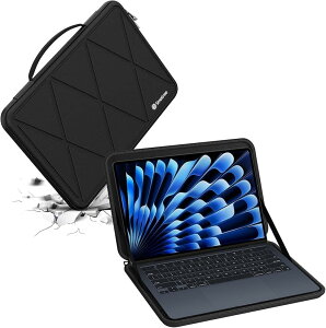�݊��i �n�[�hEVA�ی�X���[�u�P�[�X 13.6�C���`Apple MacBook Air M3 2024�A13.6�C���` M2 2022/A2681 360�x�ϏՌ� �h�� (Black, For Apple 13.6�C���`�iM38�j)
