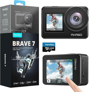�A�N�V�����J���� Brave7 4K 64GB �E�F�A���u���J���� IPX8�{�@�h��10M �����J���� 6����Ԃ�␳ WiFi �A�N�V�����J�� 1350mAh�o�b�e���[2��