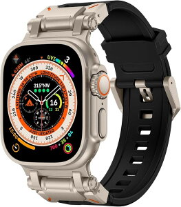 Apple watch �o���h Ultra Ultra2 �Ή� 44mm 45mm 46mm 49mm ������� �A�b�v���E�H�b�` �E���g�� �x���g/TPU �X�e�����X �u���b�N Series 10 8 7 �E���g���o���h (�u���b�N)