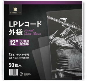 LP���R�[�h�O�� 12�C���`�p ����0.06mm OPP�f�� �Ód�C�h�~���H�ς� ���� �t�`�Ȃ� �ی�� �A�E�^�[�X���[�u (�N���A, 50������)