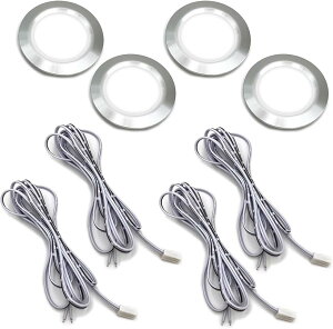 �G�X�l�b�g DC 12V 3W ���^ LED �_�E�� ���C�g ���F 6500K 55mm �O�� 68mm ���� 14mm �P�[�u�� 2m �d�� (4��)