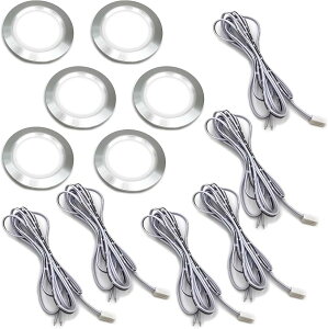 �G�X�l�b�g DC 12V 3W ���^ LED �_�E�� ���C�g ���F 6500K 55mm �O�� 68mm ���� 14mm �P�[�u�� 2m �d�� (6��, S)