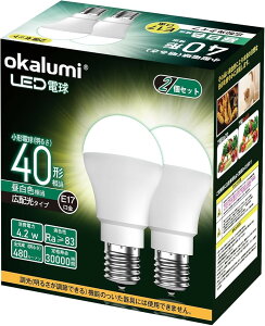LED�d�� E17���� 40W�` �~�j�N���v�g���E�~�j�����v�`�d�� �����F ���`�d�� �L�z�� �����s�� �f�M�ގ{�H���/�����Ή� 2�Z�b�g (�����F, 40w�`)