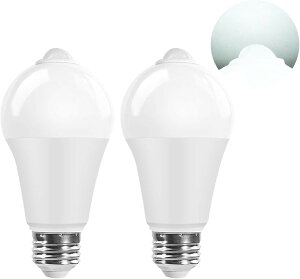 LED�d�� ���Z���T�[�Ɛl�̃Z���T�[�t�� E26���� �n���Q���d��80 W�ɑ����� �F���x6000K 2�� (��, �����F2��)