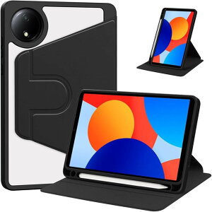 �݊��iXiaomi Redmi Pad SE 8.7�C���` 2024 �^�u���b�g�J�o�[ 360° �X�^���h �t�H���I �t���b�v �X�}�[�g�J�o�[ �y���z���_�[�t�� �^�u���b�g�P�[�X (�u���b�N, 21.6x14.2x1.5cm)
