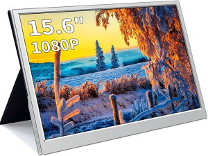 ���o�C�����j�^�[ 15.6�C���` FHD 1080P ���o�C���f�B�X�v���C IPS�����y�ʃp�l�� USB Type-C/Mini HDMI/Alt PD �ی�P�[�X�t (HEI, 15.6�C���`1080P �^�b�`)