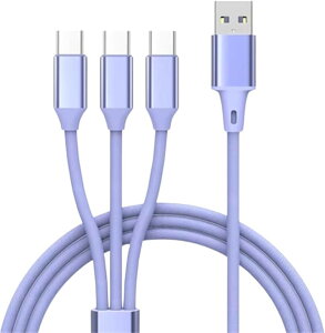 USB Type C �[�d �P�[�u�� 3in1 66W/5A �}���[�d �f�[�^�]�� 1.5M USB-A to �^�C�vC+�^�C�vC+�^�C�vC 3�� 3�䓯���[�d �V���R���� �_�炩�� ���܂Ȃ� �f���h�~ iPhone 15 /PS5/Sony
