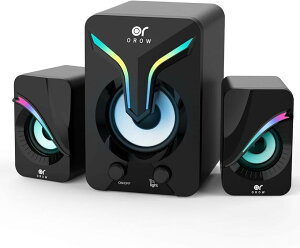 OROW PC�X�s�[�J�[ 2.1ch �T�u�E�[�t�@�[ RGB���C�g�t��11W usb pc���j�^�[�X�s�[�J�[ �e���r �p�\�R���p�X�s�[�J�[ �Q�[�~���O�X�s�[�J�[ �d�ቹ 3.5mm���͑Ή� S212 (�u���b�N)