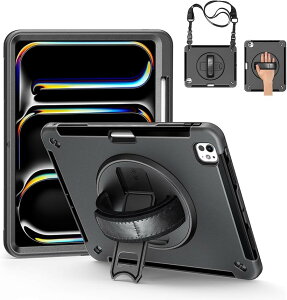 iPad Pro 13 M4 2024 �P�[�X �ϏՌ� | �y�����[ 360°��]�X�^���h �n���h�X�g���b�v �V�����_�[�X�g���b�v 13�C���` �S�ʕی�P�[�X (iPad Pro 13 �C���`�@2024)