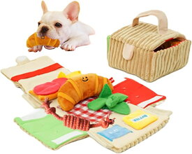 犬おもちゃ 音の出る ぬいぐるみ ピクニックボックス 知育 ノーズワーク おやつ探し 早食い防止 ストレス解消 小型犬 (ピクニックボックス)