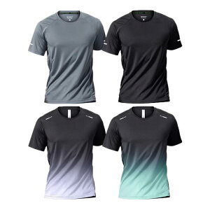 Tシャツ メンズ 男性用 薄手 接触冷感 スポーツウェア 上下セット 半袖 トレーニングウェア ランニングウェア トップス 速乾 通気性 運動着 カジュアル 赤 グレー 青 緑 白