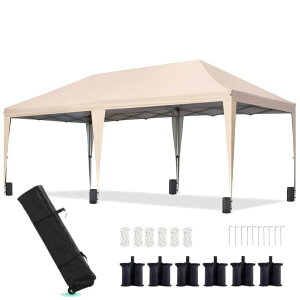 ワンタッチ タープテント 3m×6mUVカット 3段階調節/ウエイトバッグ砂6個付き スチール キャンプ アウトドア 大型テント キャンプ用品 ワンタッチテント タープ キャスター付きバック 店頭販