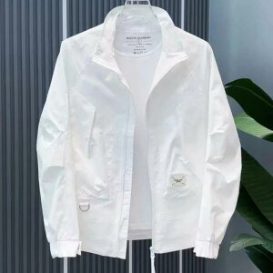 ジャケット メンズ 男性用 カジュアル ブルゾン アウトドア ライトアウター 無地 スタンドカラー ジップアップ ブラック ベージュ オフホワイト