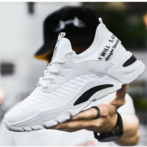 スニーカー メンズ 通気性 メッシュ 運動靴 ランニングシューズ スポーツシューズ 紐靴 ローカット 軽量 屈曲性 歩きやすい 疲れにくい 黒 白 緑 春夏 秋(x50)