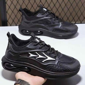 スニーカー メンズ 男性用 通気性 スポーツ 運動靴 ランニングシューズ メッシュ 厚底 ローカット 普段使い 春夏 ブラック系