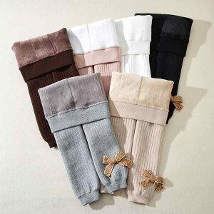 子供用タイツ 女の赤ちゃん 裏起毛 あったか ストライプ柄 バタフライ飾り プリンセススタイル レギンス 秋冬 かわいい 冷え対策(x2)