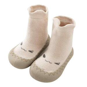 靴下 キッズ ベビー 赤ちゃん 室内 靴下シューズ 滑り止め付き 柔らかい 綿 子供用 秋冬 中筒 ソックス カーキ ブルー ベージュ ピンク ブラウン(x3)