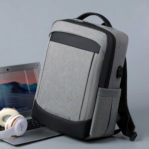 リュックサック メンズ レディース ビジネス 通勤 大容量 20L以下 兼用 多機能 USBポート 15インチ PC収納可能 旅行 おしゃれ シンプル 無地 オックスフォード布 グレー 黒